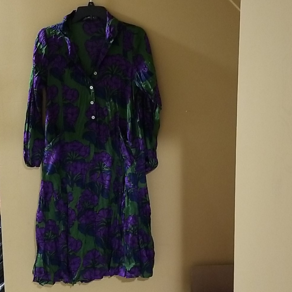 Button up silk dress